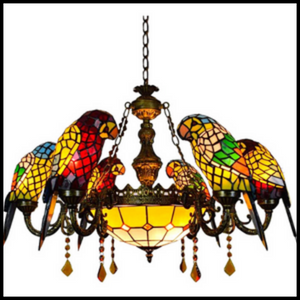 LITFAD parrot style tiffany chandelier