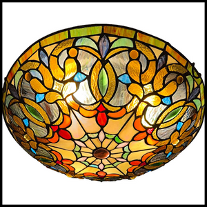 ARTZONE tiffany stained glass flush mount ceiling light